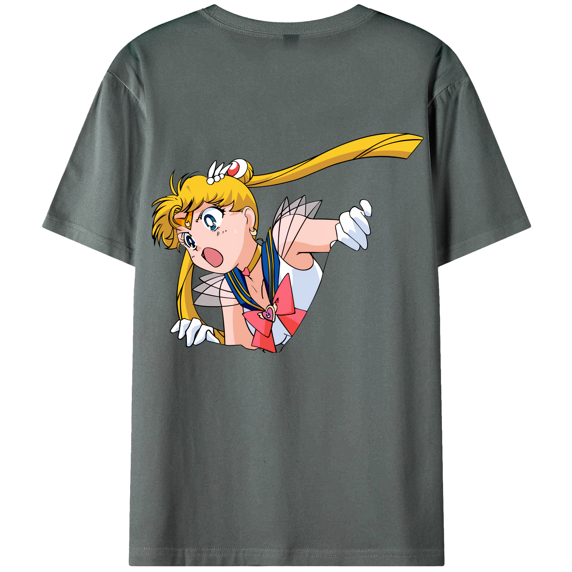 （画像用） 美少女戦士セーラームーン 月野 うさぎ つきの うさぎ Sailor Moon Tsukino Usagi 綿100％ メンズ半袖Tシャツ（バックプリント） 通気性